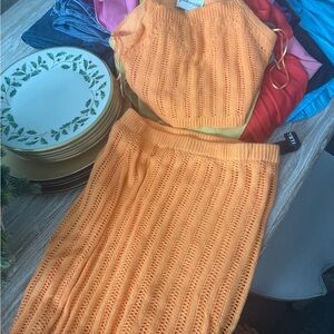 Orange Knit Skirt